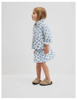Country Road Printed Denim Jacket in Sky Poppy