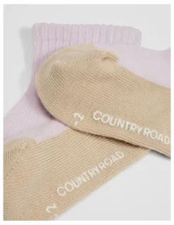 Country Road Quarter Crew Sock Pack Of 3 in Lilac