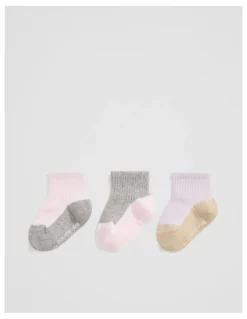 Country Road Quarter Crew Sock Pack Of 3 in Lilac