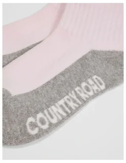 Country Road Quarter Crew Sock Pack Of 3 in Pink Multi