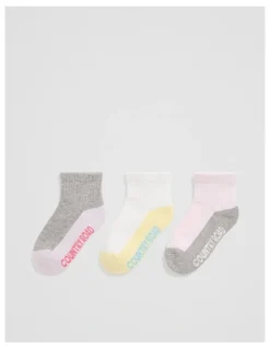 Country Road Quarter Crew Sock Pack Of 3 in Pink Multi