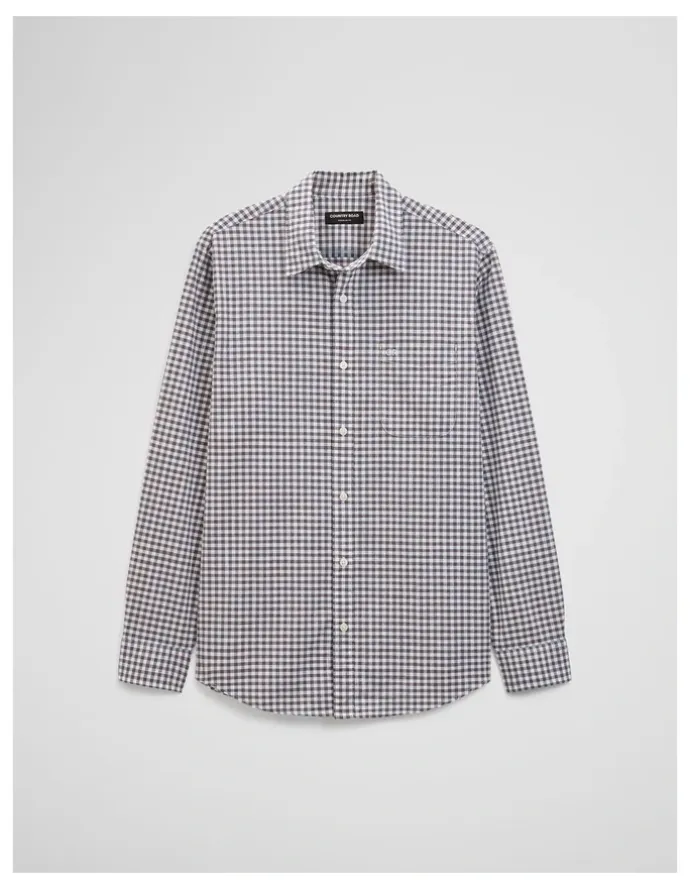 Country Road Regular Fit Cotton Gingham Shirt in White Multi