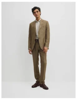 Country Road Regular Fit Linen Jacket in Khaki