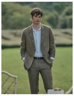 Country Road Regular Fit Linen Jacket in Khaki