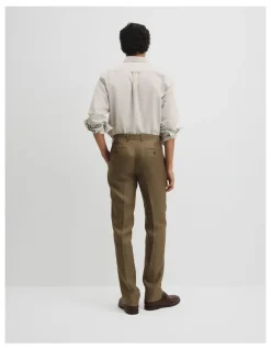 Country Road Regular Fit Tapered Linen Pant in Khaki