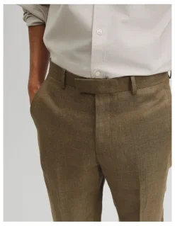Country Road Regular Fit Tapered Linen Pant in Khaki
