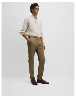 Country Road Regular Fit Tapered Linen Pant in Khaki