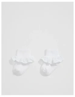 Country Road Rib Frill Sock in Marshmallow