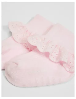 Country Road Rib Frill Sock in Mineral Pink