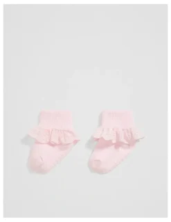 Country Road Rib Frill Sock in Mineral Pink
