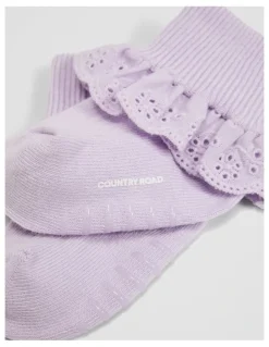 Country Road Rib Frill Sock in Lilac