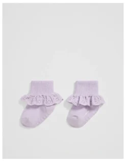 Country Road Rib Frill Sock in Lilac