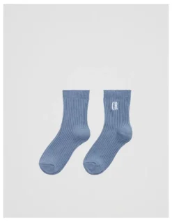 Country Road Rib Quarter Crew Sock in Slate Blue