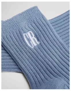 Country Road Rib Quarter Crew Sock in Slate Blue