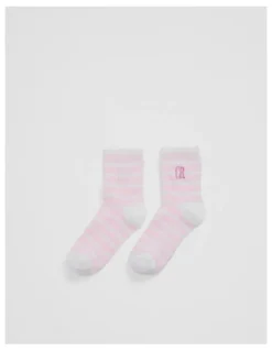 Country Road Rib Quarter Crew Sock in Mineral Pink