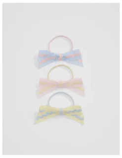 Country Road Ric Rac Bow Pack Of 3 in Bluebell Multi