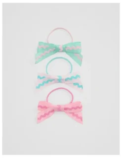 Country Road Ric Rac Bow Pack Of 3 in Pink Multi