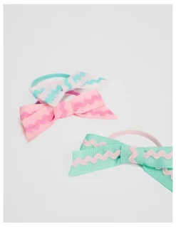Country Road Ric Rac Bow Pack Of 3 in Pink Multi