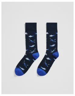 Country Road Scuba Sock Pack Of 2 in Blue Multi