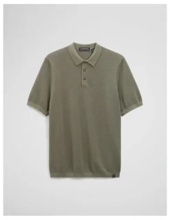 Country Road Short Sleeve Good Earth Cotton Pique Knit Polo in Dried Sage