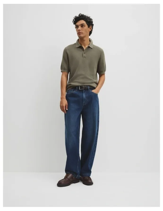 Country Road Short Sleeve Good Earth Cotton Pique Knit Polo in Dried Sage