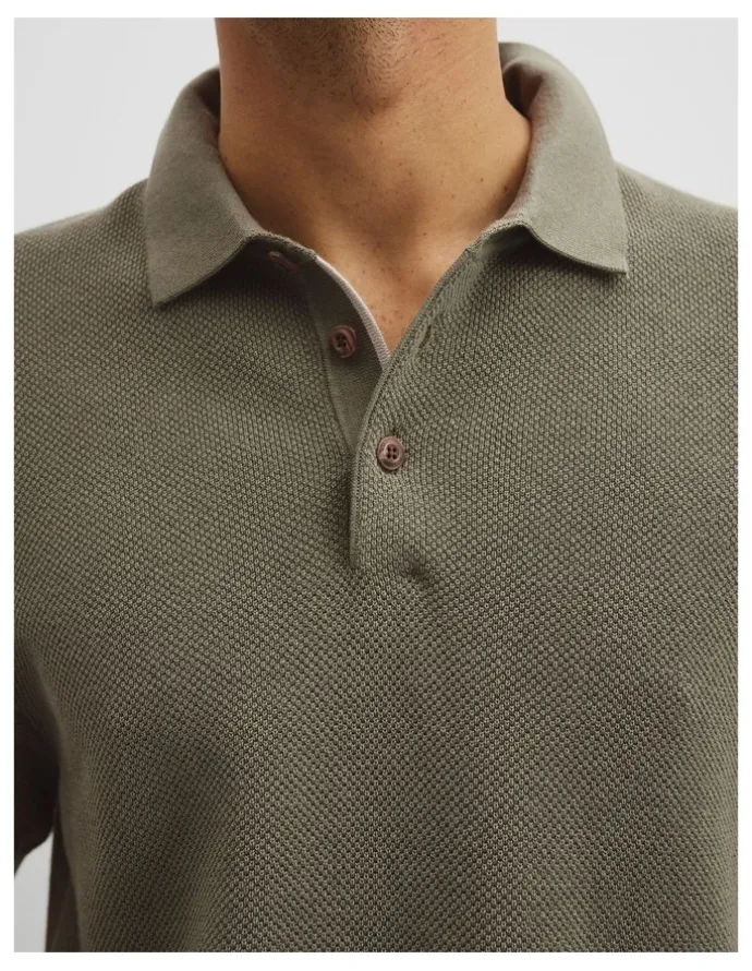 Country Road Short Sleeve Good Earth Cotton Pique Knit Polo in Dried Sage