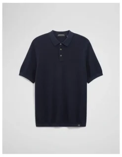 Country Road Short Sleeve Good Earth Cotton Pique Knit Polo in Midnight