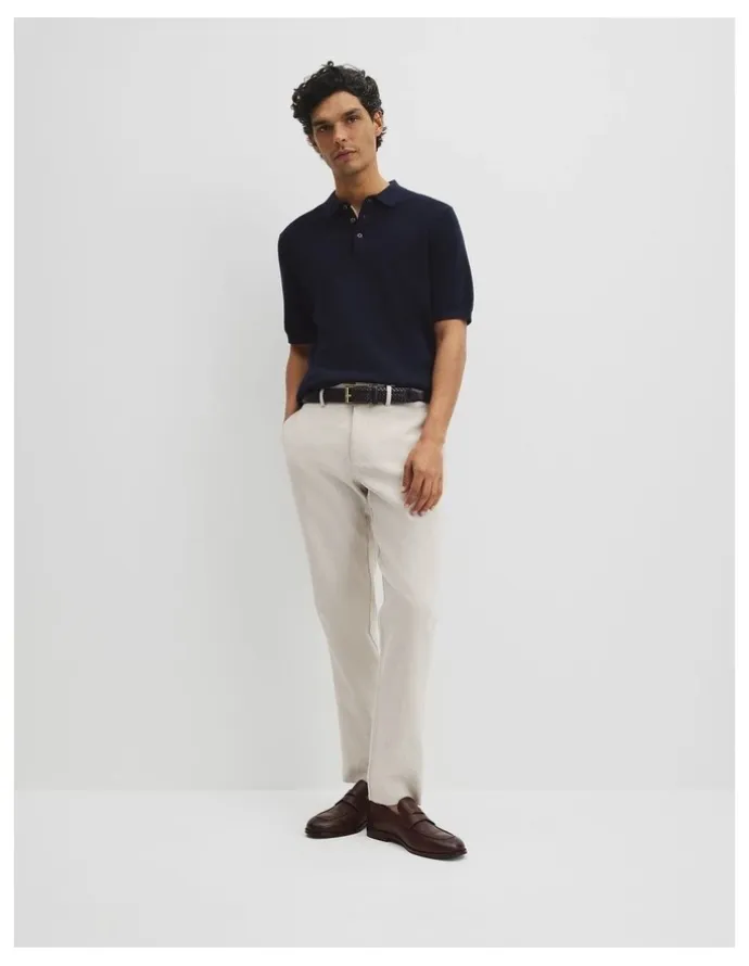 Country Road Short Sleeve Good Earth Cotton Pique Knit Polo in Midnight