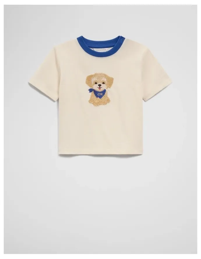 Country Road Short Sleeve Puppy T-shirt in Oyster