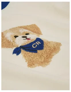 Country Road Short Sleeve Puppy T-shirt in Oyster