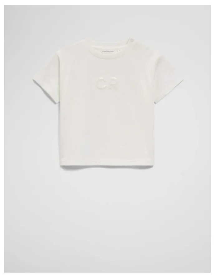 Country Road Short Sleeve Sequin Logo T-shirt in Marshmallow