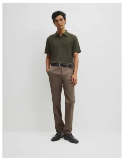 Country Road Short Sleeve Waffle Button Polo in Deep Khaki