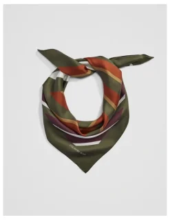 Country Road Silk Multi Stripe Scarf in Olivine