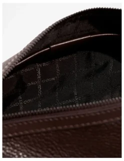 Country Road Small Leather Wash Bag in Chocolate