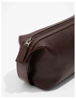 Country Road Small Leather Wash Bag in Chocolate
