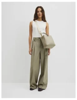 Country Road Spliced Bucket Bag in Light Sage