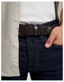 Country Road Stretch Woven Belt in Chocolate