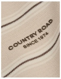 Country Road Stripe Long Sleeve Pique T-shirt in Wafer