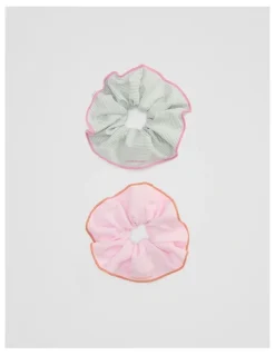 Country Road Stripe Scrunchie Pack Of 2 in Mineral Pink