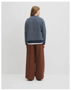 Country Road Teen Australian Cotton Relaxed Heritage Sweat in Navy Stripe