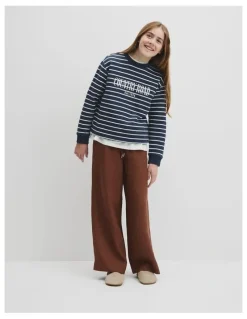 Country Road Teen Australian Cotton Relaxed Heritage Sweat in Navy Stripe