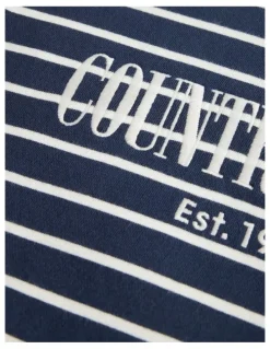 Country Road Teen Australian Cotton Relaxed Heritage Sweat in Navy Stripe