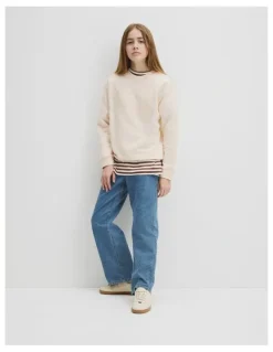 Country Road Teen Australian Cotton Relaxed Heritage Sweat in Oyster