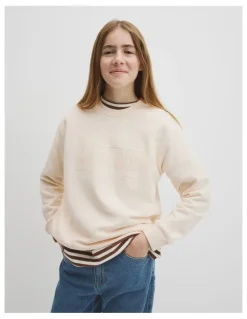 Country Road Teen Australian Cotton Relaxed Heritage Sweat in Oyster