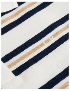 Country Road Teen Australian Cotton Stripe Polo in Navy Honey Strp