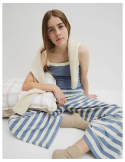 Country Road Teen Australian Cotton Sleeveless Cami Sleep Set in Buttermilk Stripe