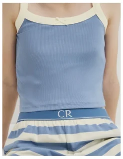 Country Road Teen Australian Cotton Sleeveless Cami Sleep Set in Buttermilk Stripe