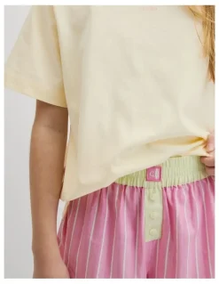Country Road Teen Australian Cotton Short Sleeve Stripe Sleep Set in Bubblegum Stripe