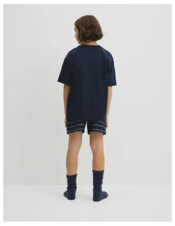 Country Road Teen Australian Cotton Short Sleeve Boxer Pyjama Set in Navy