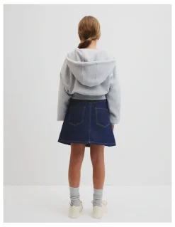 Country Road Teen Cropped Zip Through Jacket in Light Grey Marle